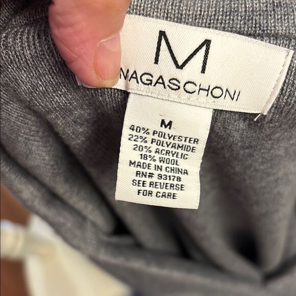Magaschoni Gray Cardigan Sweater with Notched Lapel - Picture 6 of 6